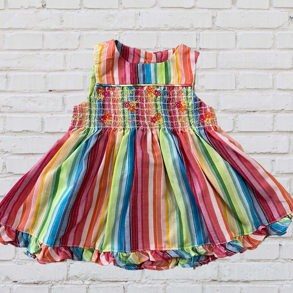 Colorful Floral Embroidered Dress, 3 months